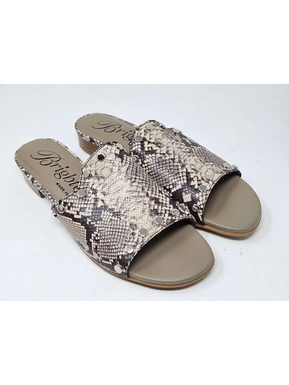 Brighton Python Print Studded Sandals/Slides 6.5M